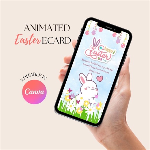 Animated Easter Bunny Ecard: Editable Canva Template (digital Download) - Etsy
