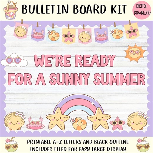 Summer Bulletin Board Kit, Beach Theme Classroom Decor, Printable (digital Download) - Etsy