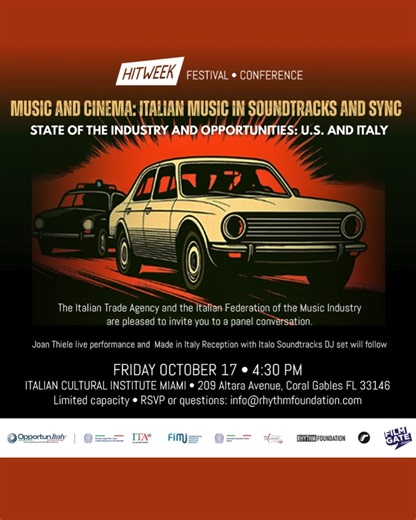 🎧 Panelist Spotlight: Tommaso Colliva 🎬 At the crossroads of music and cinema, few producers have shaped sound the way Tommaso Colliva has. 🇮🇹✨ An award-winning Italian producer and founder of Calibro 35, Tommaso has worked with a wide range of artists — from Diodato, Afterhours, and Nada to the global rock phenomenon Muse — earning accolades including the Festival di Sanremo, David di Donatello, and Targa Tenco. His work bridges genres, generations, and continents — blending Italian artistr