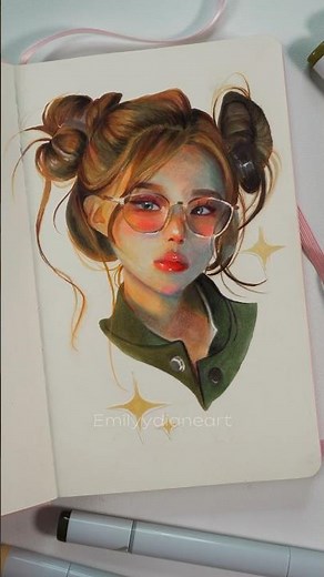 Alcohol marker painting process-color & light portrait study. #art #artprocess #drawing #markers