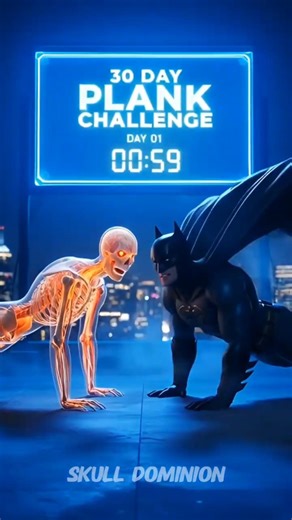 Batman vs Skeleton 💀 30 Day Plank Challenge… Who Won? 😱 #skulldominion #shorts