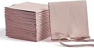Jewelry Pouch 20pcs 8x8cm Luxury Microfiber Jewelry Packaging Bag Gift Envelope Style with Strings & Divider,Pink