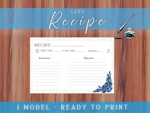 4x6 Printable Recipe Cards – Blank Recipe Card Template – Digital Download for Kitchen Organization - Etsy