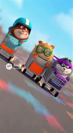 A hamster races a supermarket shopping cart downhill. #aishorts