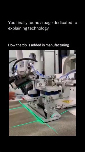 Technology Explained on Instagram: "Follow @explaining.tech to learn everything about technology one post at a time 🧠⚙️ The zipper is a brilliant mechanical device, but the way it’s seamlessly integrated into garments during mass production is a testament to high-speed industrial automation. The process of attaching a zipper is a specialized step handled by incredibly precise sewing machines. These machines are often equipped with multiple guides and clamps that perfectly align the zipper tape 