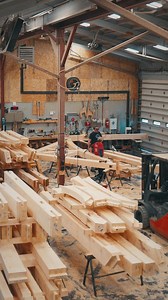 Every mortise, tenon, and peg you see in a Vermont Frames timber frame starts here—this crew turns raw timber into structures that'll stand for generations. Respect 🙌🏼 #vermontframes #timberframe #vermont #handcrafted #customdesign | Vermont Frames