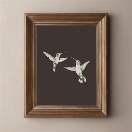 Vintage Hummingbird Sketch Art Print | Pencil Drawing of 2 Birds | Nursery Wall Decor, Downloadable Prints, SKE106 - Etsy