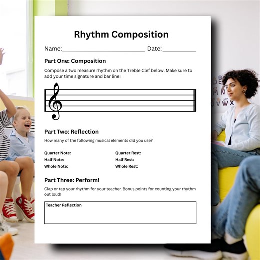 Rhythm Composition Worksheet Printable Editable | Elementary Music Writing Activity | Music Theory PDF | Canva | Music Math | General Music - Etsy