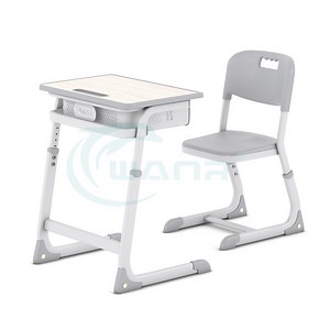 [Hot Item] Customize School Classroom Furniture Adjustable Height School Desk with Hooks Chair