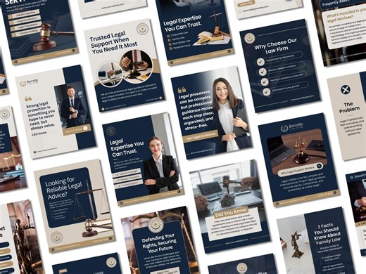 Law Firm Instagram Templates | Attorney & Lawyer Canva Templates | Legal Social Media Post Bundle - Etsy