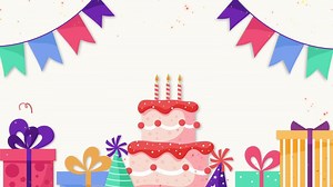 Download Birthday card with a cake and presents Animation for free