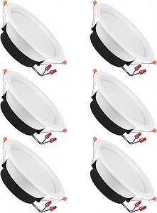 CANMEIJIA Canless LED Recessed Light 4 Inch， 12W=72W 6500K Can-Killer Ressed LED Ceiling Lights with LED Driver, LED Can Lights for Home/Office/Shop/Exhibition Hall, Downlight, Energy Star(6 Pack)