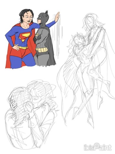 Speedpaint of genderbend ship Superman and Batman