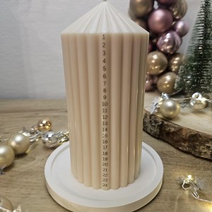 Modern Advent Calendar Candle XXL Rapeseed Wax | Grooved Pillar Candle With Numbers | Vegan Christmas Decoration | Sustainable Gift - Etsy