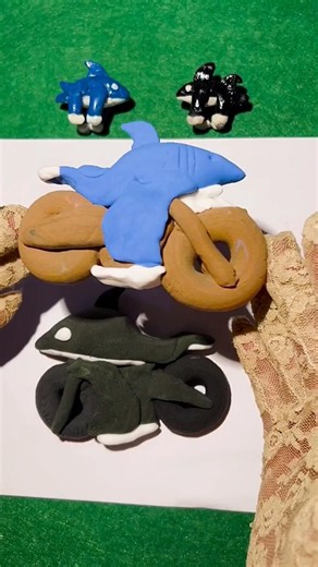 Italian Brainrot Color Mixing tralalero tralala & orcalero orcala Motorbike made of clay #clay #yt