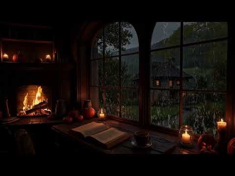 Rain Forest Cabin 🌧️ Sleep Better With The Sounds of Rain & Fireplace Sounds | Rain Sounds For Sleep