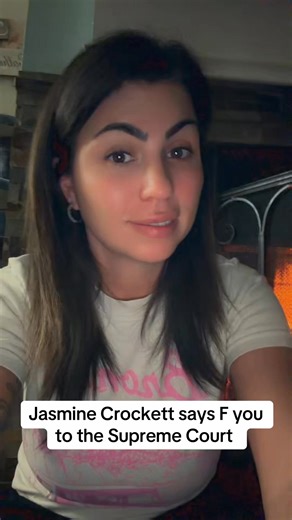 Kayla on Instagram: "Jasmine Crockett, fresh off getting booted and now onto a Senate suicide mission, throws a full on toddler tantrum: ‘Fuck you’ to the Supreme Court for not saving her cozy House gig. Sug, if you’re dropping F-bombs on justices because Texas redrew the lines (legally, btw), just wait for the epic nuclear meltdown when Wesley Hunt or Ken Paxton buries your statewide clown show in a historic landslide. Heres a PSA…. Senators win elections, they don’t whine, curse, and beg the r