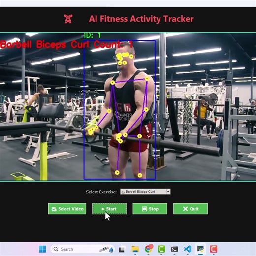 🏋️‍♂️💪🤖AI Fitness Tracking & Barbell Bicep Curl Counter