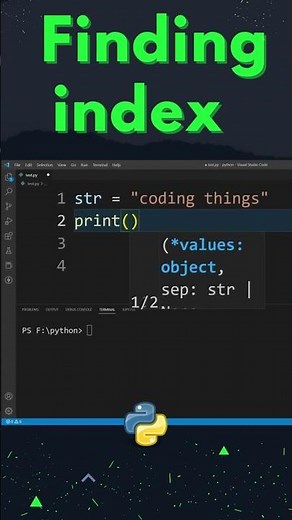 How To Find Index of a Particular Character in a String in Python ? #shorts