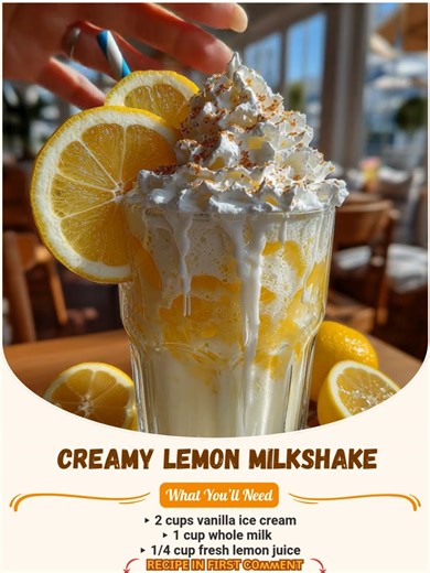 Creamy, zesty, refreshing, and sweetly indulgent Lemon Milkshake 🍋🥤 🧂 Ingredients: ▸ 2 cups vanilla ice cream ▸ 1 cup whole milk (or almond milk for lighter version) ▸ 1/4 cup fresh lemon juice...👇💬 #LemonMilkshake #SummerDrinks #CitrusLovers #RefreshingTreats | Easy Trending Recipes