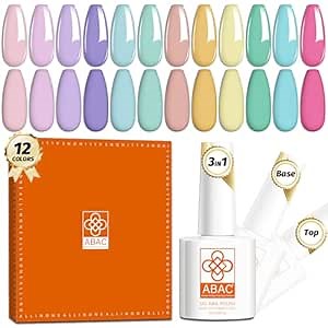 One-step Gel Nail Polish Kit 12 Colors Pastel Macaron Colors, Sweet Pink Purple Green Blue UV Gel Polish Set Spring Nails Art Manicure Home DIY Gifts for Women