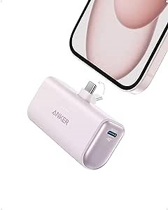 Anker iPhone 16 Portable Charger, Nano Power Bank with Built-in USB C Connector, 5,000mAh Portable Charger 22.5W, for iPhone 16/15 Series, Samsung S22/23 Series, iPad Pro/Air, AirPods, and More
