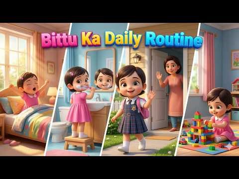 Bittu Ka Daily Routine 🌞 | Good Habits for Kids | Animated Story