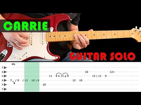 CARRIE - Guitar lesson - Guitar solo with tabs (fast & slow) - Europe