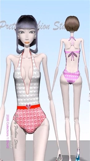水着 ファッションショー | 2026 コレクション1 ショート2 | ビキニ,アニメ,美人,美少女,かわいい,Pretty Fashion Stars,Swimwear,Runway