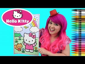 Coloring Hello Kitty GIANT Coloring Book Page Crayola Crayons | COLORING WITH KiMMi THE CLOWN