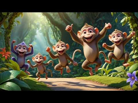 Five Little Macaques Jump Jump Jump | Jungle Animal Songs & Counting Nursery