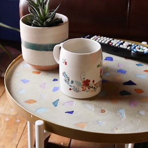 This easy concrete project is a creative way to upgrade a simple Ikea side table into something colorful and unique! | Tasty Home