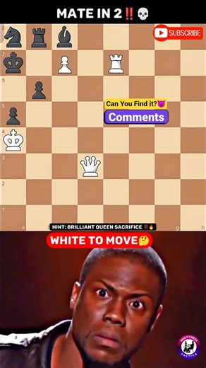 Brilliant Move 🤯 White to Move Mate in 2! Can You Solve It? 👿#chess #shorts