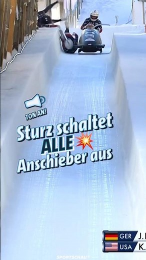 Pilot verliert Anschieber: Heftiger Sturz beim Viererbob | Sportschau #Shorts