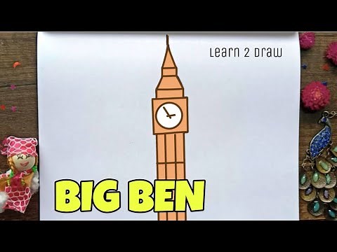 How to Draw BIG BEN- LONDON - Easy Drawing videos for Kids Toddlers Preschoolers