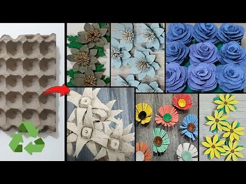 5 ideas para hacer FLORES de carton de huevo FACILES y hermosas flores de reciclaje cubeta de huevos