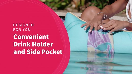 Big Joe Captain's Float No Inflation Needed Pool Lounger with Drink Holder, Navy/Aqua Mesh, Quick Draining Fabric, 3 feet