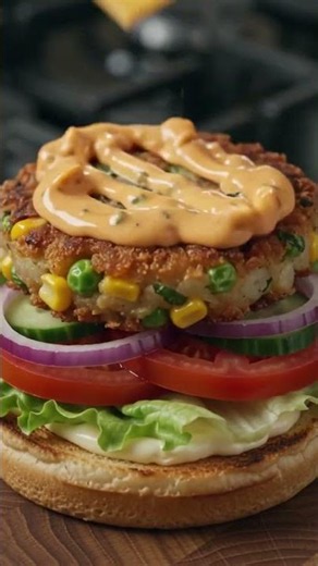 Cheesy Veg Burger Recipe | Easy Homemade Burger #Shorts
