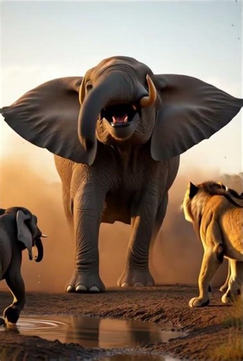 Lion vs Elephant story #ytshorts #elephant #mother #viralvideo