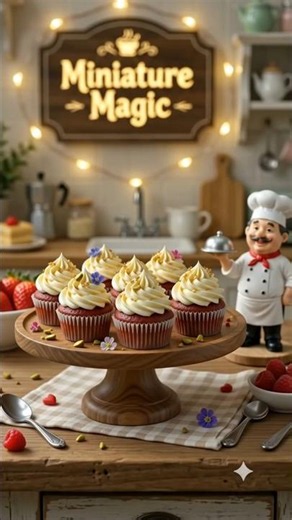 🧁 Mini Red Velvet Cupcake | Tiny Bakery Perfection!✨