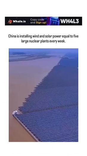 Elixo on Instagram: "- The post highlights China’s rapid renewable energy expansion, featuring a 17-second drone video showcasing vast solar farms, including floating arrays on reservoirs, to illustrate the scale of weekly installations equivalent to five 1-GW nuclear plants. - Data from BloombergNEF confirms the claim, noting China added over 10 GW of wind and solar capacity biweekly in mid-2024, surpassing global nuclear additions and driven by policy targets for 1,200 GW by 2030. - This surge
