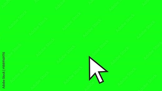 White arrow cursor pointer, computer mouse cursor ui element on green screen. 4k video..