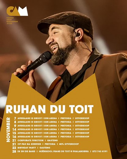 Die jaar is op sy einde, stof jou vakansie skoene af want ons maak reg vir vakansie. Dankie vir almal se ondersteuning gedurende die jaar. Onthou 2026 se dagboek is oop as jy nog jou datum moet bespreek. | Ruhan Du Toit