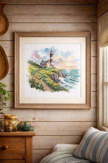 Seaside Lighthouse Cross Stitch Pattern PDF Bundle, Coastal Sunset Landscape, Lighthouse Cottage Chart, DMC & Anchor Floss - Etsy