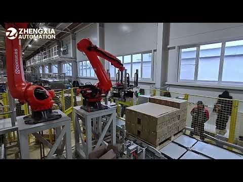 KUKA Robot Palletizer Beverage Box/Carton Robot Palletizing Line Stacker#kukarobotics