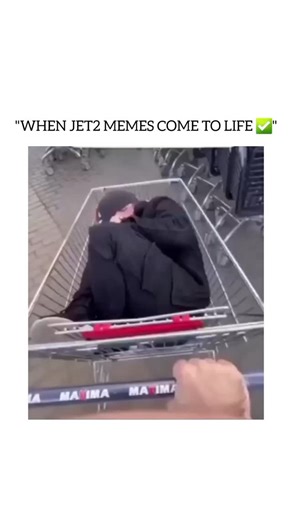 world_vibess1 on Instagram: "Follow mee friends?........The video is a short, vertical clip (likely from TikTok or Instagram Reels) with the overlay text: "WHEN JET2 MEMES COME TO LIFE ✅". It uses the actual audio from a Jet2holidays advertisement—featuring the upbeat song "Hold My Hand" by Jess Glynne—contrasted with low-budget, comedic visuals. ​Scene-by-Scene Breakdown ​1. The "Departure" ​The video starts with a first-person view of someone pushing a shopping trolley (cart) at a high speed. 