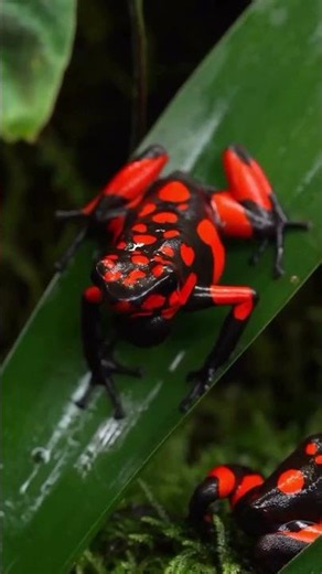 🐸🔥 Stunning Red & Black Poison Dart Frog | Nature’s Tiny Masterpiece 🌿✨ #Shorts