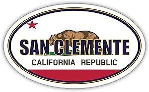 San Clemente City California State Flag | CA Flag Orange County Oval State Colors Bumper Sticker Car Decal 3x5 inches