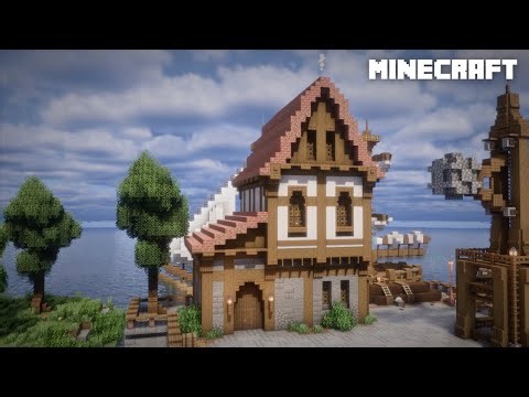 Minecraft: How to build a Medieval Harbor House | Tutorial