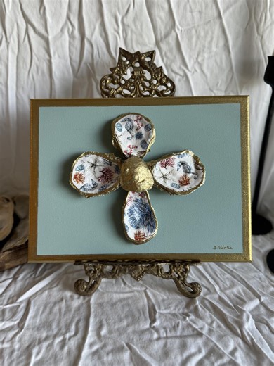 Teal Decoupaged 5 Oyster Shell Wall Art - Etsy